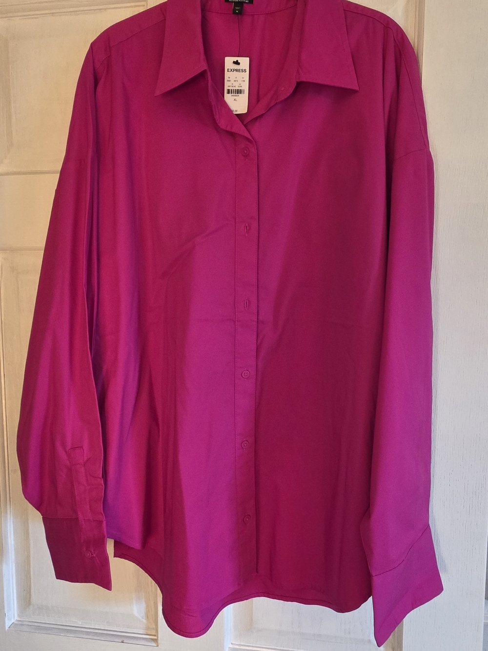 NWT Express Women's Button-Up Shirt in Fuchsia Pink